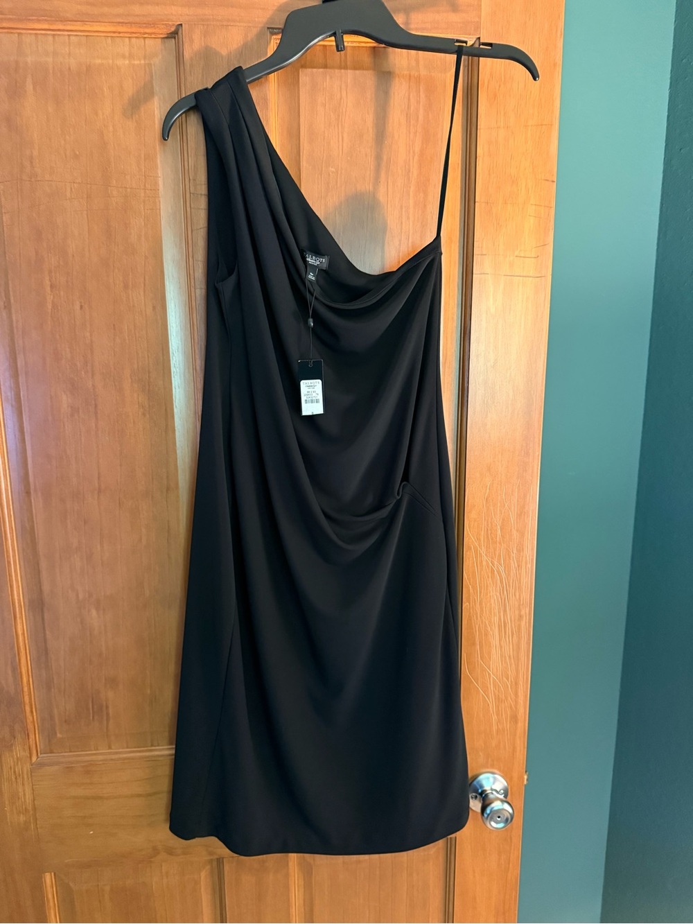 Women's Talbot’s Black One-Shoulder Draped Dress